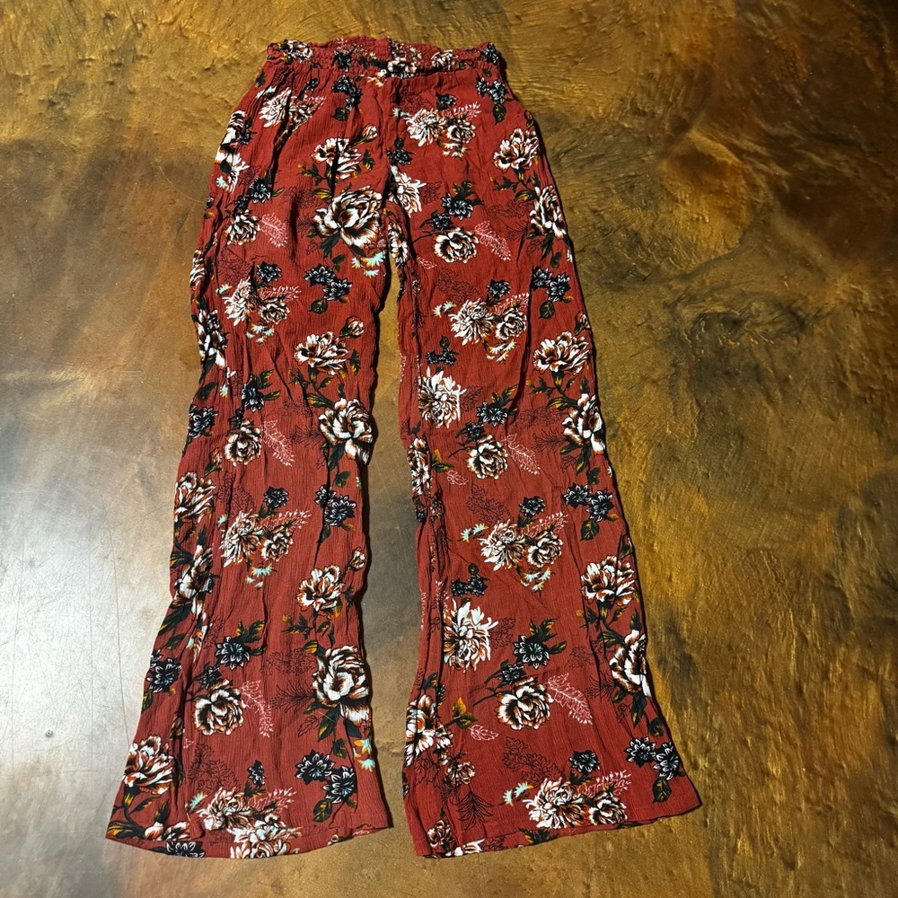 BeBop rust-colored Floral Wide Leg Pants